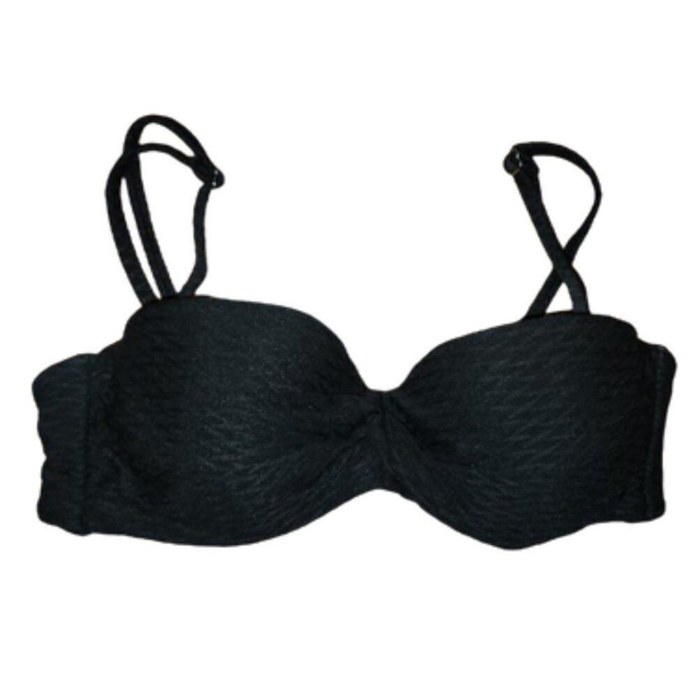 H&M Black Textured Swim Top 34B || EUC